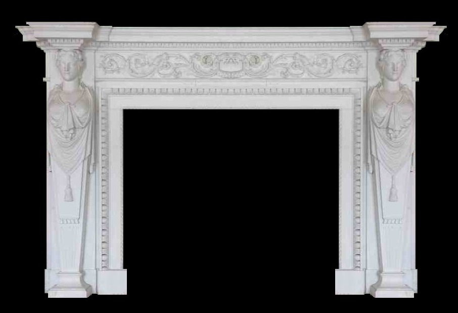 Neo classical caryatid marble fire surround